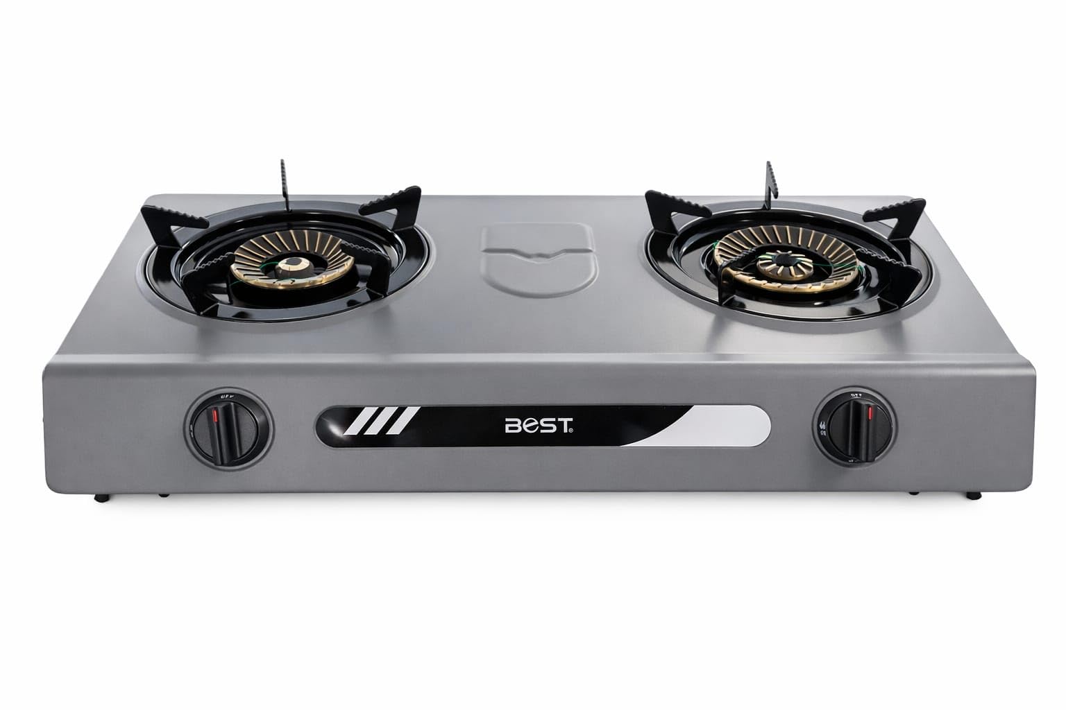 Réchaud à Gaz 2 Feux Portable 7700W - Double Brûleur Fonte Haute Puissance - Allumage Piézoélectrique Sans Piles - Acier Facile à Nettoyer - Idéal Camping, Caravane, Intérieur et Extérieur