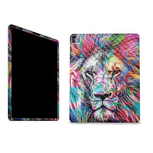 Image of MightySkins Carbon Fiber Skin Compatible with Apple iPad Pro 12.9 inch M2 6th Gen (2022) Full Wrap Kit - Neon Lion | Protective, Durable Textured Carbon Fiber Finish | Easy to Apply | Made in The USA