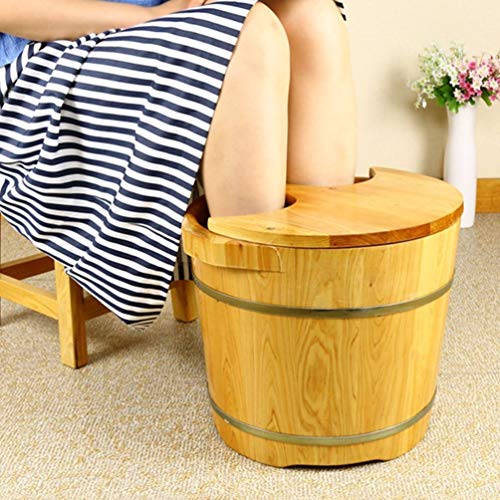 Tina de pie de madera grande para spa y baño de pies miniatura 6