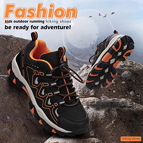 Uovo Boys Shoes Boys Tennis Running Sneakers Waterproof Hiking Shoes Kids Athletic Outdoor Sneakers Slip Resistant(Little/Big Boys) (10 M Us Little Kid, Black/Orange-One) #TOP4