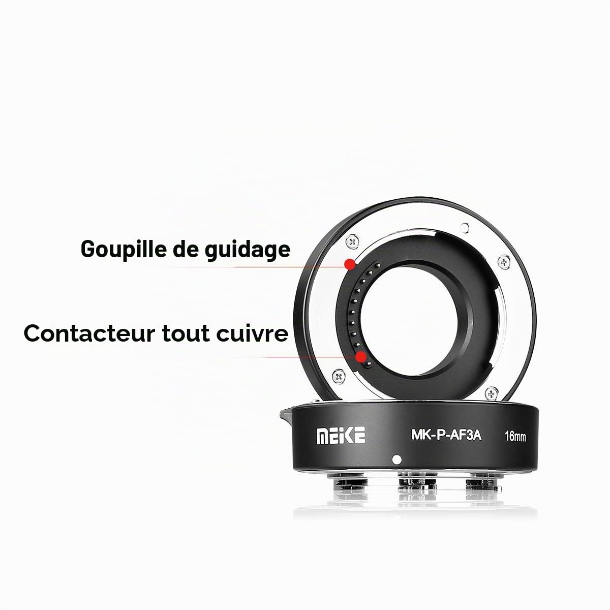 Meike MK-P-AF3A Tube d'extension de mise au point automatique en métal pour objectifs d'appareil photo Olympus Panasonic Micro Four Thirds M4/3 10 mm 16 mm