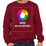 Genérico Sudadera Jersey Personalizable · con Tus Fotos y Textos · A Todo Color Serigrafía (Burdeos, L)