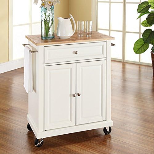 Ergode "Durable Solid Hardwood Kitchen Island | Elegant Raised Panel Doors | Ample Storage Space | White Finish