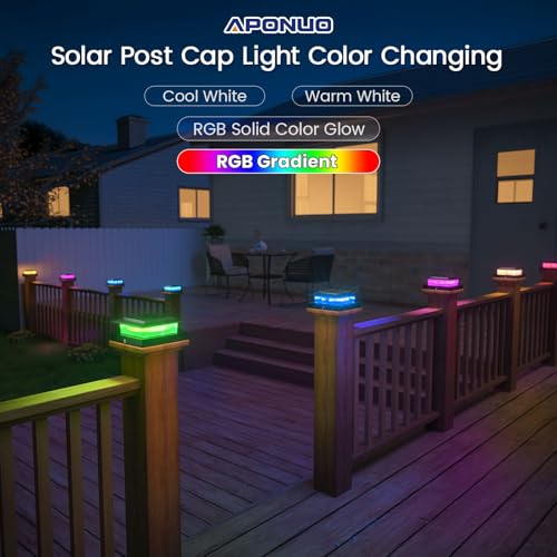 Luces solares RGB para postes de madera que decoran tu terraza con multicolor fluido 4