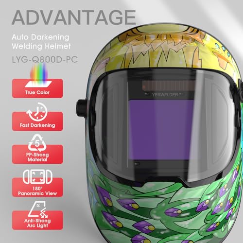 image for YESWELDER Auto Darkening Welding Helmet with Side View, 180° Panorami
