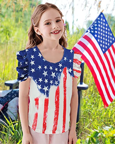 Tkria Girls 4th of July Tank Tops Red White and Blue Shirt Toddler Girl American Flag Patriotic Outfit 2-7 Years3