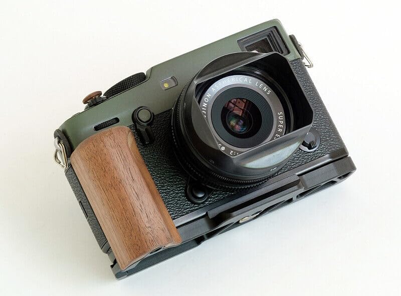 Handmade Wood Hand Grip Holder Handle for Fu ji Film X-PRO3 Xpro3 Camera Baseplate (Walnut(Black Alloy Base))