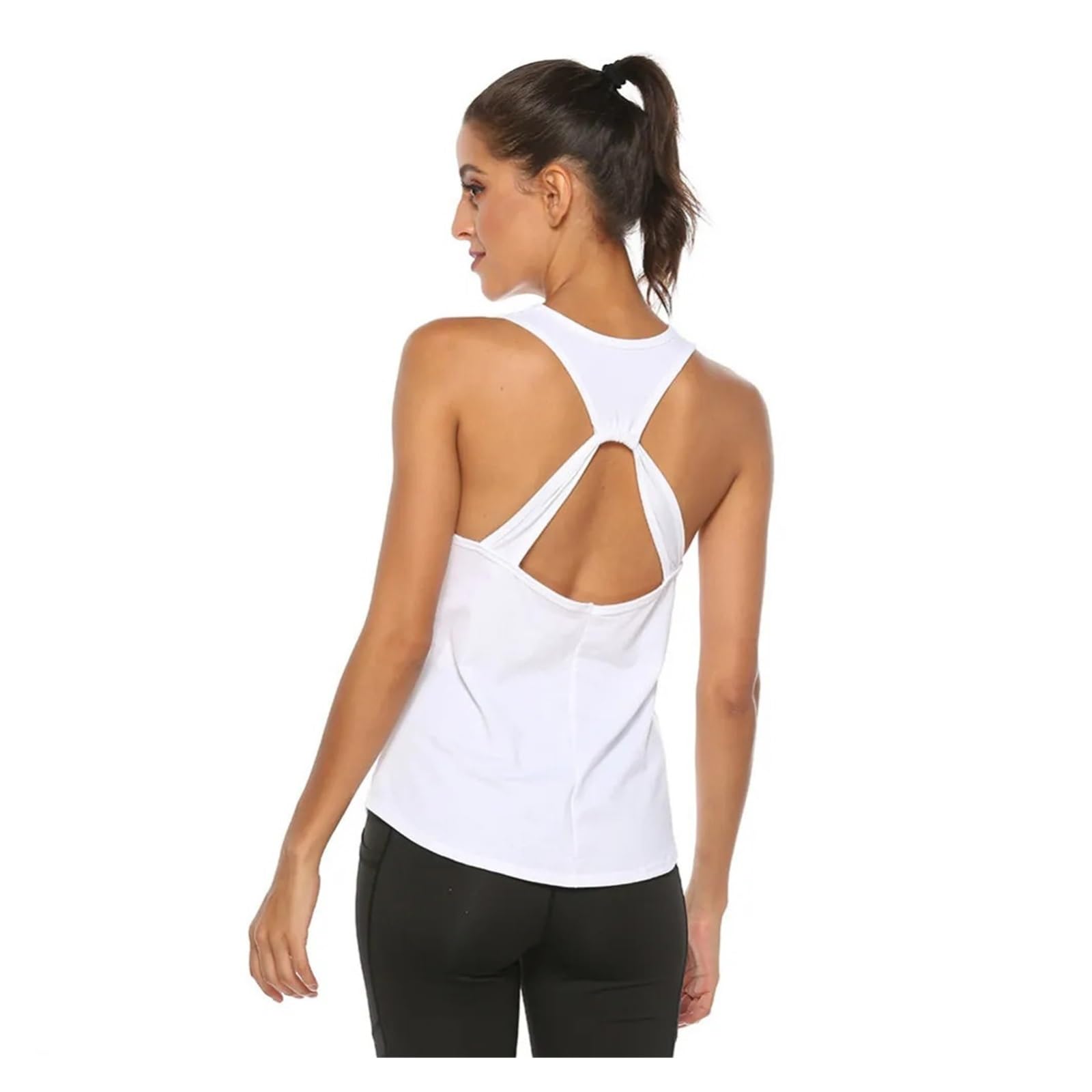 Maglietta da yoga Canottiere da yoga sexy senza schienale for donna T-shirt sportiva da fitness senza maniche Camicie da yoga for allenamento Gilet da corsa atletico ad asciugatura rapida Lady(Pink,M)
