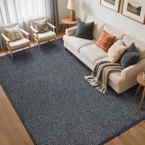 Grey Solid Low-Pile Washable Rug