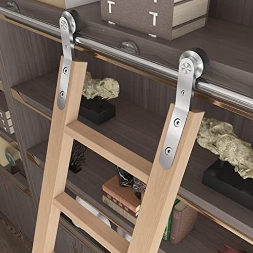 Kit de herrajes para escalera deslizante de biblioteca en acero inoxidable premium para salón 4