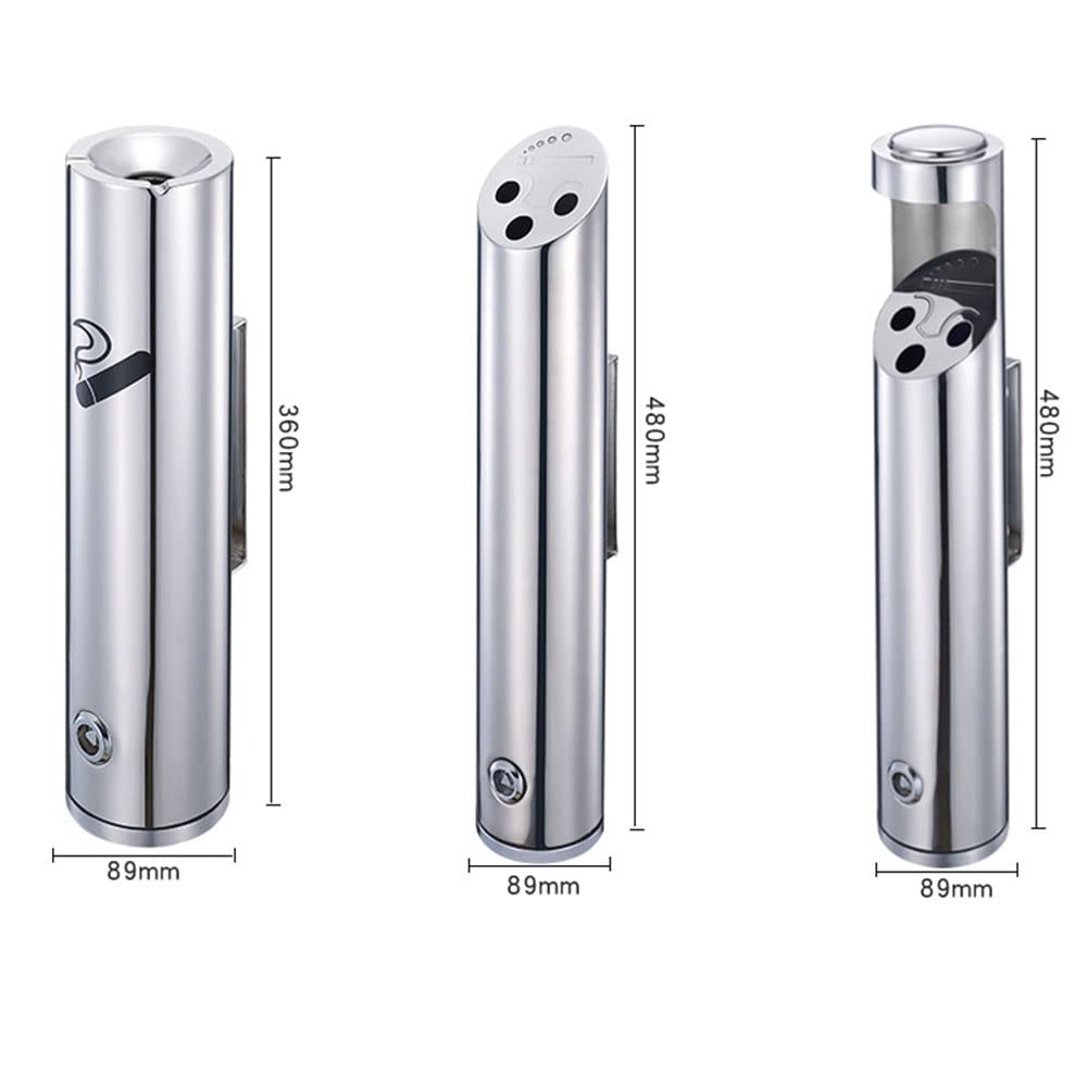 Popielniczka metalowa wolnostojąca Popielniczka ze stali nierdzewnej Kolumna 48 cm Cylinder zewnętrzny ze stopu aluminium 1,8 l Popielniczka montowana na ścianie Popielniczka z papierosami Zamykana (k