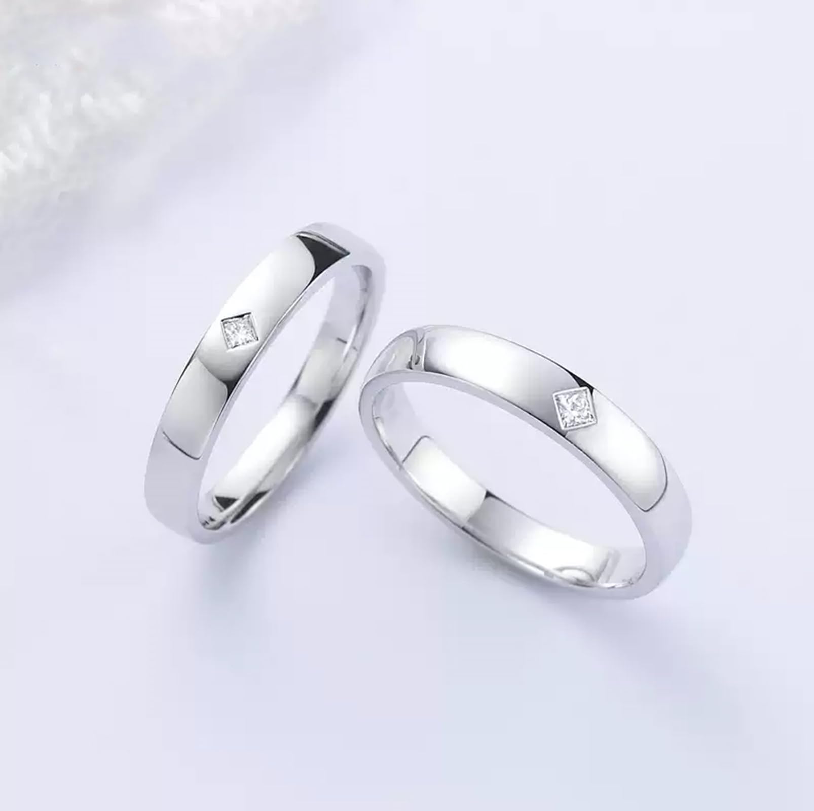 Anillo de compromiso simple de platino/oro blanco de 9 quilates, 14 quilates y 18 quilates para hombre y mujer con diamante