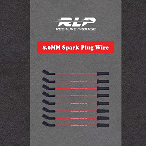 Rlp Set Of 8 Professional Spark Plug Wire 9748Hh 8.0Mm Red Compatible With Cadillac Escalade, Chevy Silverado Suburban Tahoe Gmc Sierra Yukon #TOP4