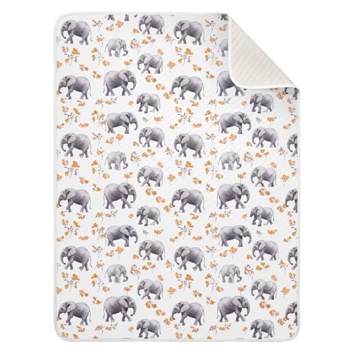 Image of Toddler Blanket for Boys Girls Soft Warm Multi Use Wrap Swaddle for Infant Toddler Kid Crib Bedding 30X40in Aesthetic Elephant White