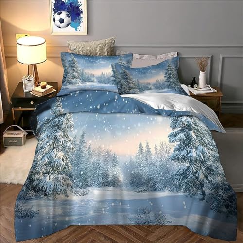 Housse de couette chalet de Noël en microfibre légère avec zip