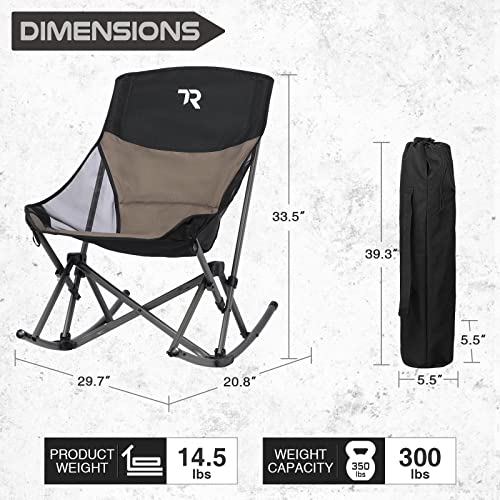 Tr Outdoor Rocking Camping Chair,Lightweight Portable Rocker,Patio Rocking Chair,Support To 300 Lbs,Black & Brown #TOP2
