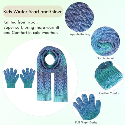 Kids Winter Hat Scarf Gloves Set, Kids Beanie Hat Long Scarf Mittens with Warm Fleece Lining for Boys Girls 3-10 Years Old3