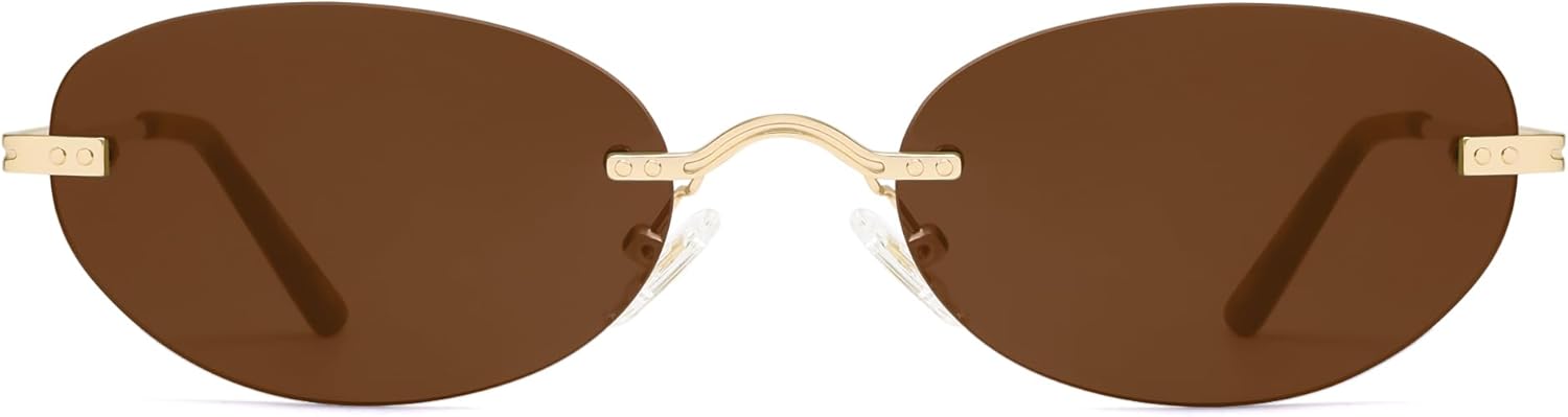 SOJOS Retro Small Oval Sunglasses Womens Trendy Rimless Sun Glasses Vintage Narrow Shades SJ1242 - Image 4