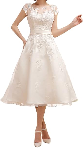 amazon tea length wedding dresses