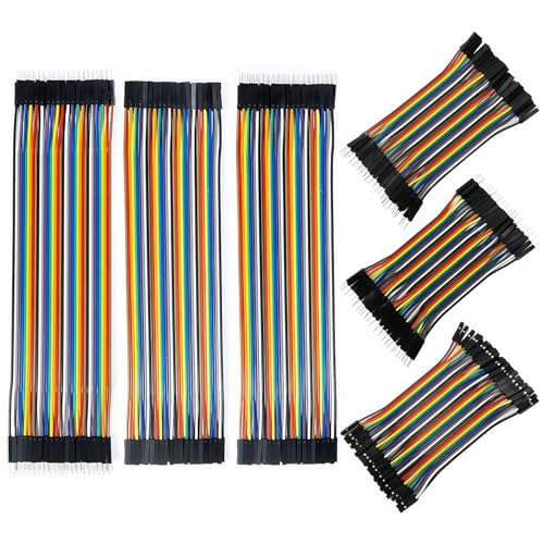 REXQualis 240pcs Dupont Wire Kit 10cm and 20cm Jumper Cables 40-Pin M-F/M-M/F-F Breadboard Jumper Ribbon Cables Kit Compatible with Arduino Projects