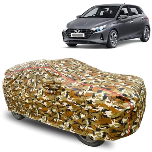 Image of GROOFOO Car Cover Compatible with Hyundai i20 | Camouflage, Waterproof, Dustproof, UV Protection | Military Jungle Design | Custom Fit, Triple Stitched | All Weather Body Cover