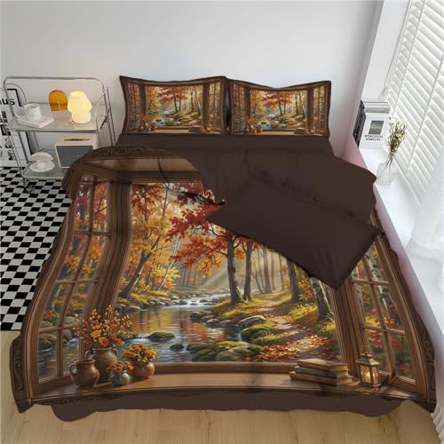 Housse de couette 240x260cm paysage forestier réversible