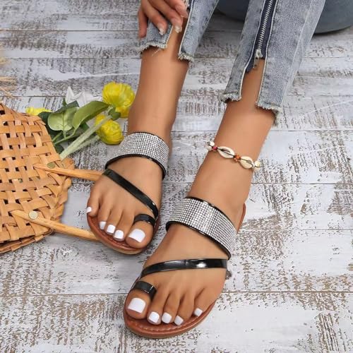 Summer women's sandals for Big Toes Bent Toes and Pain Relief,Comfortable Big Toe Foot Corrector Slippers,Clip Toe hallux valgus flip flops2