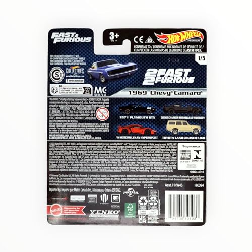 Hot Wheels 1969 Chevy Camaro Fast & Furious 1:5 Azul miniatura 2