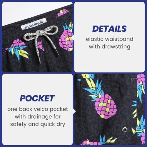 Image of maamgic Mens Swim Trunks 5 Inch with Mesh Lining, Quick Dry Mens Bathing Suit, Swim Shorts for Swimming and Beach