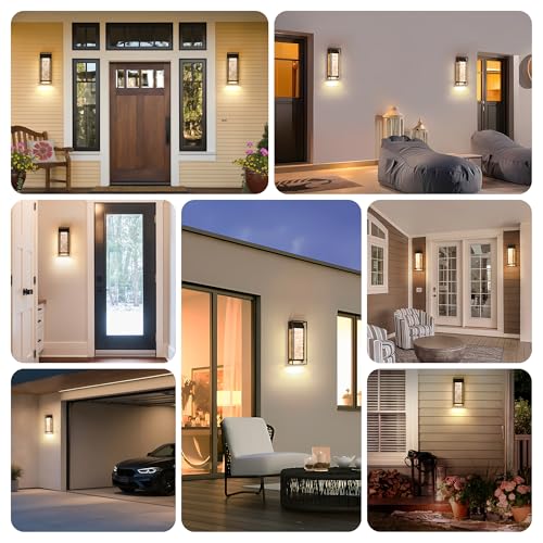 Image of LUTEC 2 Pack Outdoor Wall Light Fixtures, 5 Color Temperature Porch Light Wall Sconce with Crystal Bubble Glass,Waterproof Outdoor Wall Lanterns, Modern Outside Lights for House Front Door Garage