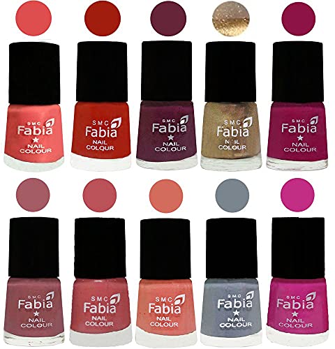 Image of ALL IN ONE (PACK OF 10), Long Lasting Glossy Nail Polish, 6 ml Each, All Vibrant Colours,01813