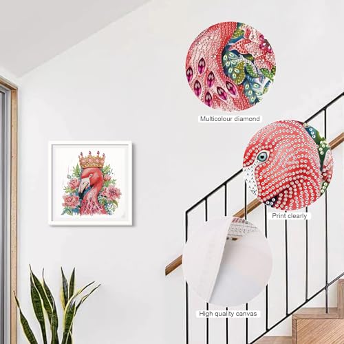 Image of AiYuanzsh 5D Special Shape Diamond Art Kits for Beginners, Diamond Art Painting Kits for Adults Flamingo, Crystal Rhinestones Diamond Art for Home Wall Decoration Gift 12x12inch /30x30cm, Animal