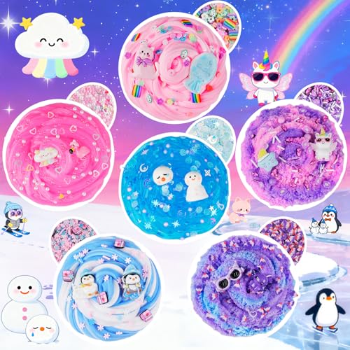 Image of 6 Pack Slimes, Slime for Kids Animal Wonderland, Butter Cloud Slime kit for Girls Ages 8-12, Toys for Girls and Boys, Birthday Halloween Christmas Party Favors for Kids Goodie Bag Stuffers