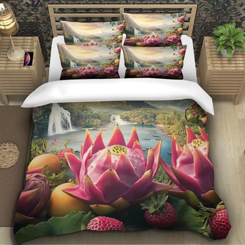 Housse de couette microfibre résistante 220x240cm avec parure de lit château 3D - 5
