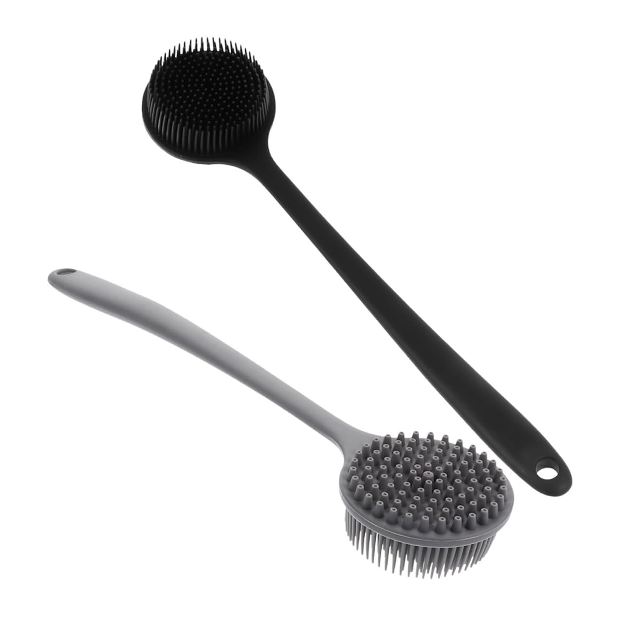 POPETPOP 2 Stück Silikon Rückenbürste mit Langem Griff Langlebiger Flexibler Körperschrubber für Dusche und Massage Tragbar Ergonomisch für Rücken Nacken Ganzkörperreinigung Hautpflege