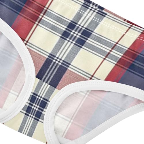 Girls' Hipster Triangle Panties Briefs Underwear for Toddlers Red Blue Plaid in Sizes 2T,3T, 4T, 5T, 6Y and 8Y4