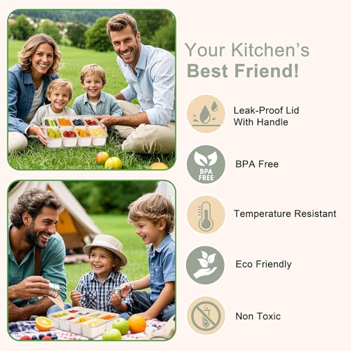 U-QE Dishwasher Safe Snackle Box Container with 8 Small Snacks Box - Premium Sage Green Plastic Divided Serving Tray with Lid and Handle for Snack, Fruits, Perfect for Party, Picnic, Entertaining by U-QE - Image 4