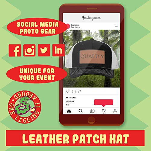 #Kavaler - Hashtag Leather Dark Brown Patch Engraved Trucker Hat, Grey-Steel, One Size