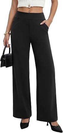 Sampeel Womens Dress Pants Stretchy Work Wide Leg Trousers Business Casual Office Slacks