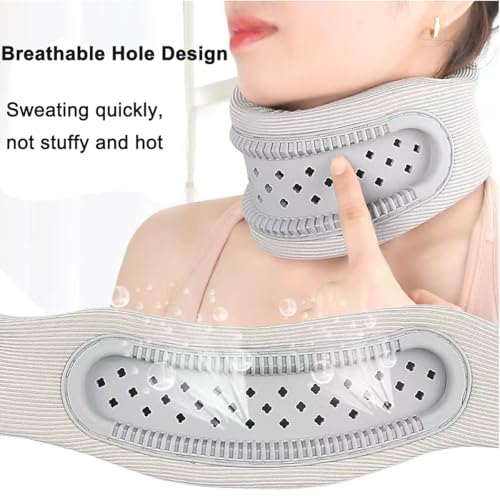 Image of Neck Brace Support Cervical Collar(Light Gray) | Silicone Breathable, Memory Foam, Posture Support, Suitable for Office Travel Sleep