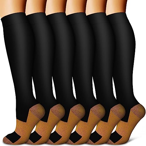Image of Copper Compression Socks for Women & Men (6 pairs) - Best Support for Nurses, Running, Hiking, Recovery