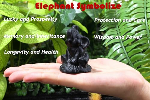 Figura Decorativa Elefante de Cristal Negro 2.2" miniatura 2