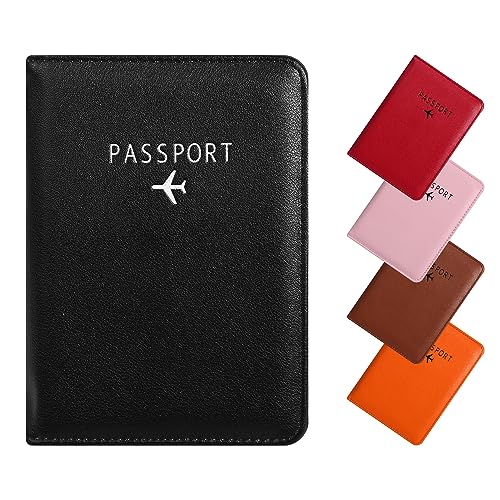 Passport Covers,RFID Blocking Passport Travel Book Holder Cover Case,H HOME-MART PU Leather Document Organizer Protector,for Credit & ID Cards, Boarding Passes,Black