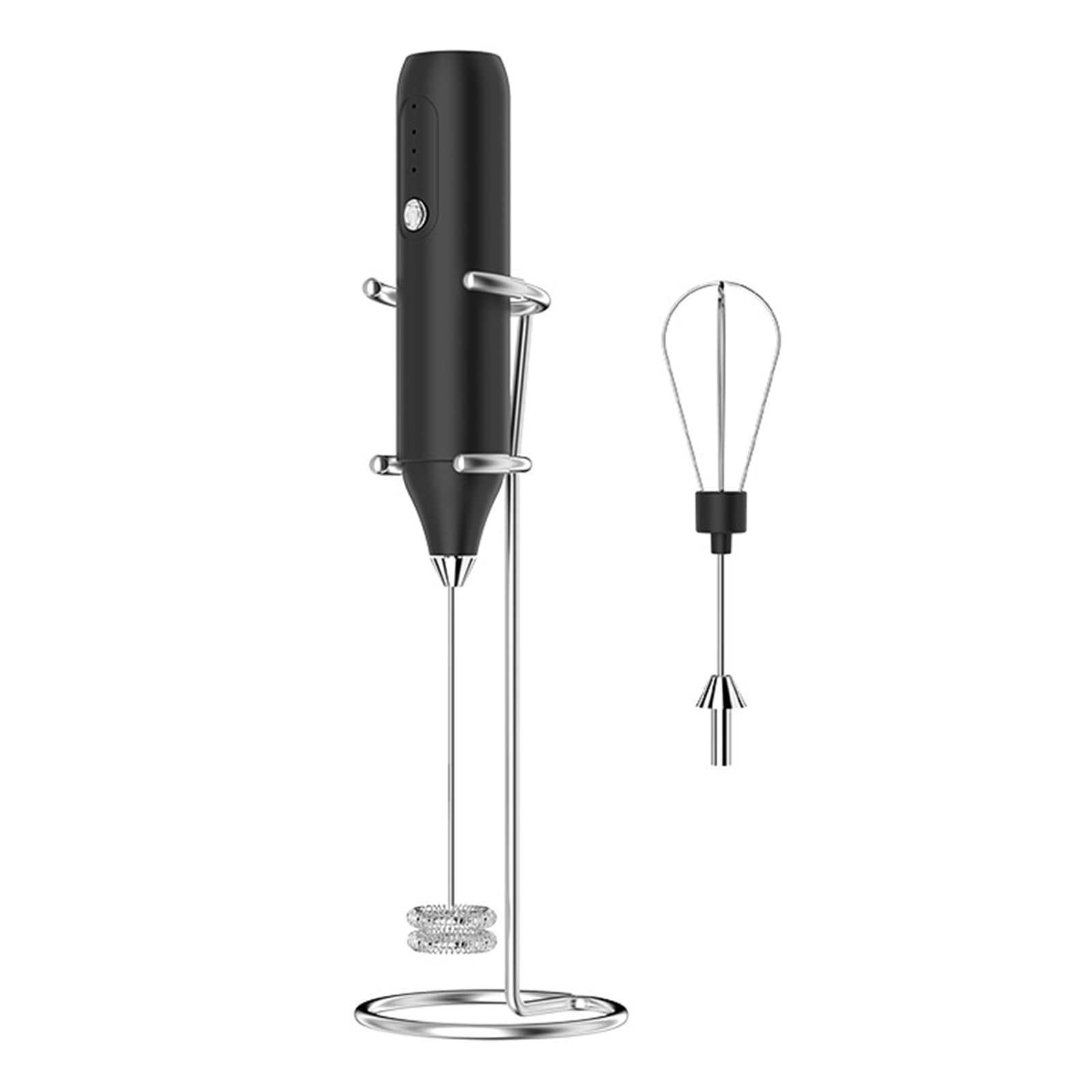 Tsophreniq Frothing Wand Rechargeable Milk Mixer with Double Whisk Attachment and Rest Stand for Latte and Cappuccino Handheld Foam Maker
