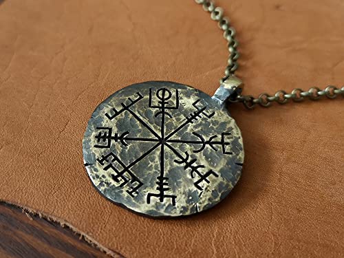 Baldur Jewelry - Handmade Vegvisir Compass Necklace Guiding Pendant Necklace Norse Jewelry Amulet For Men Viking Jewelry Gift - Viking Gifts For Men - Viking Jewelry For Men - Viking Necklace #TOP7