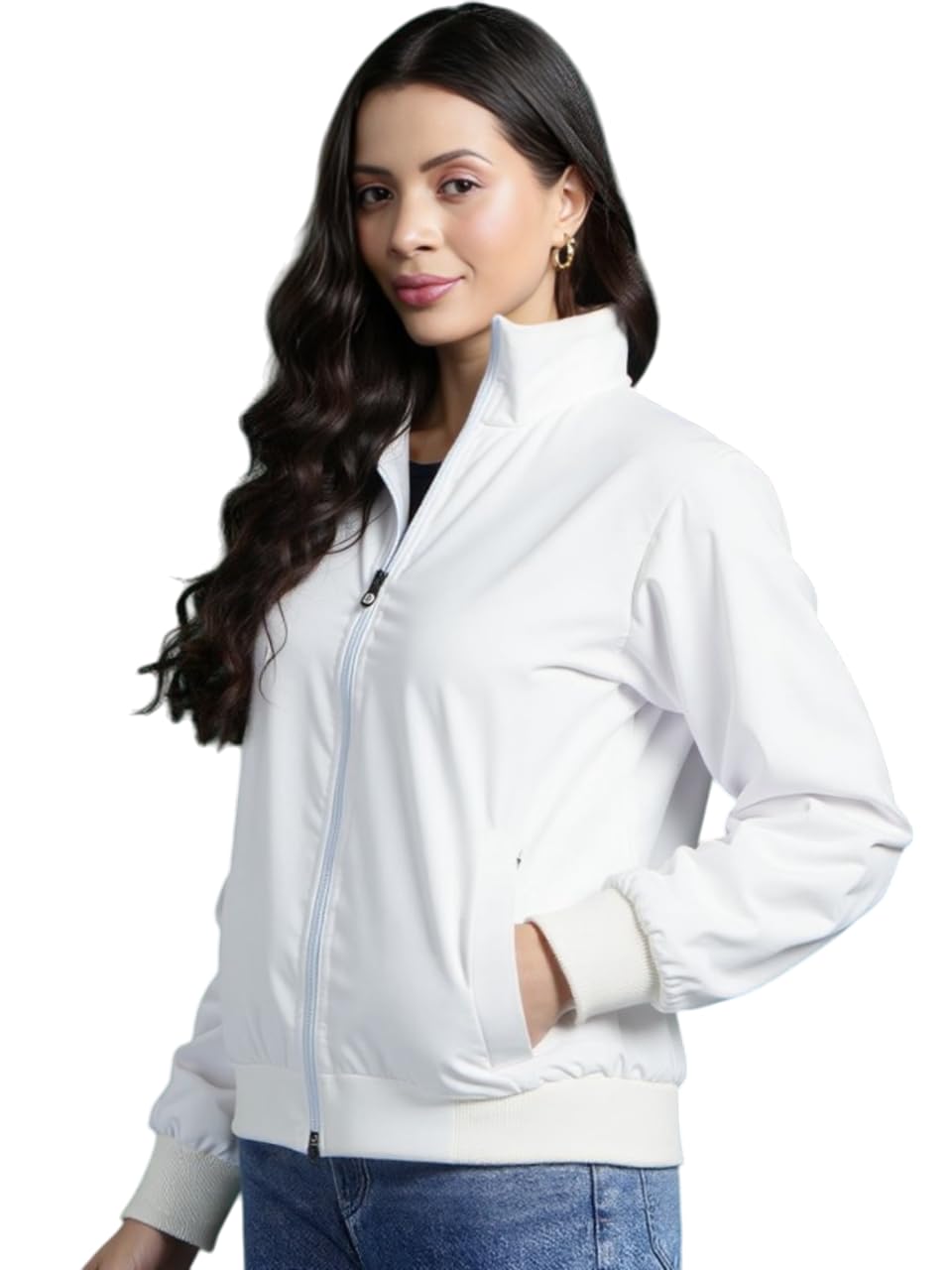 Modern Zip Zipper Jacket,Bomber Jacket,Women Casual Jacket,Jacket18,Zipper Jacket For Women. (IN, Alpha, 5XL, Regular, White)-picture-54