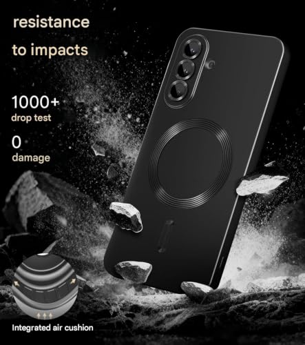 Image of DIZORO Samsung A27 Case, Compatible with Mag Safe Back Cover, Matte Luxury Metallic Luster Flexible TPU Wireless Charging Shockproof Case with Camera Protector (Metallic Silver)