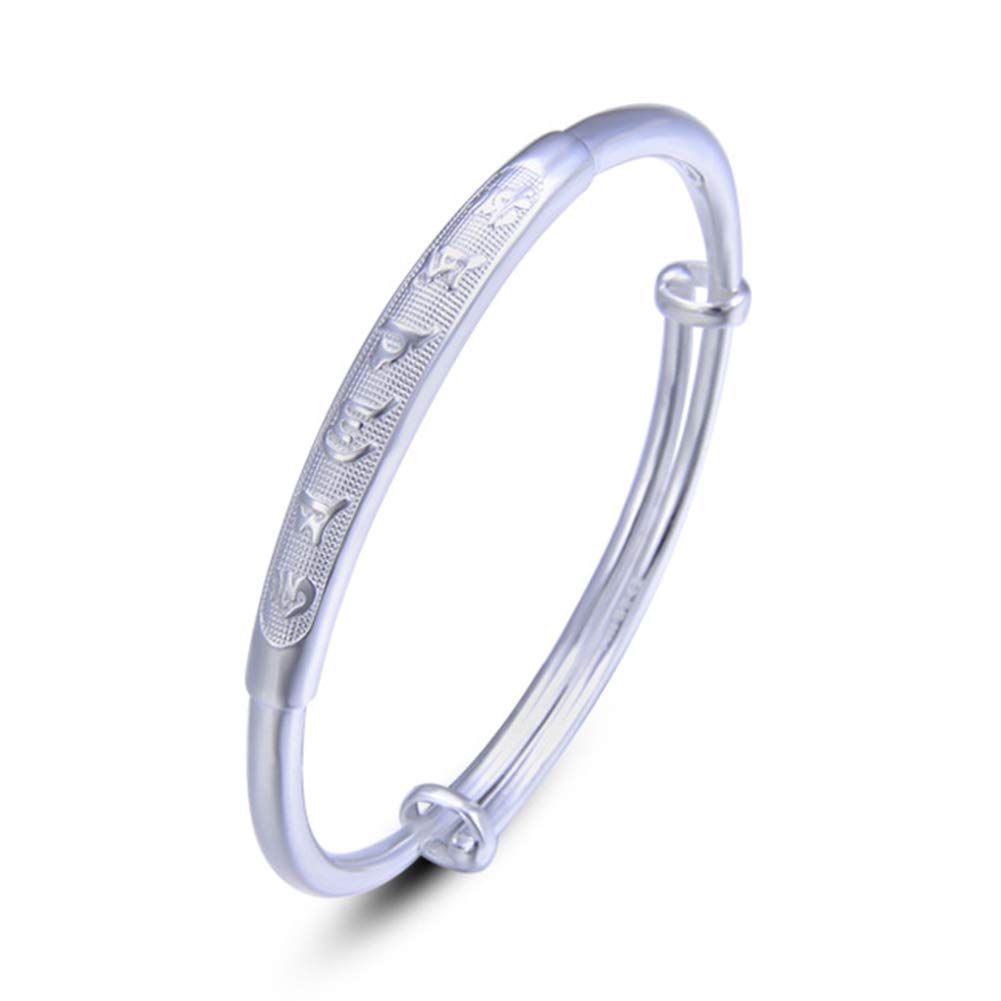 AKT 925 Brazaletes de Plata Esterlina Pulsera de Plata con Dije Ajustable Bangle para Joyería de Mujer