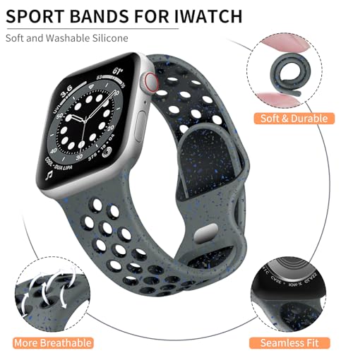 Image of Lerobo Sport Band Compatible with Apple Watch Band Ultra 49mm 45mm 44mm 42mm 41mm 40mm 38mm for Men Women,Soft Silicone Breathable Strap Sport Band for iWatch Ultra 2 SE Series 9 8 7 6 5 4 3 2 1