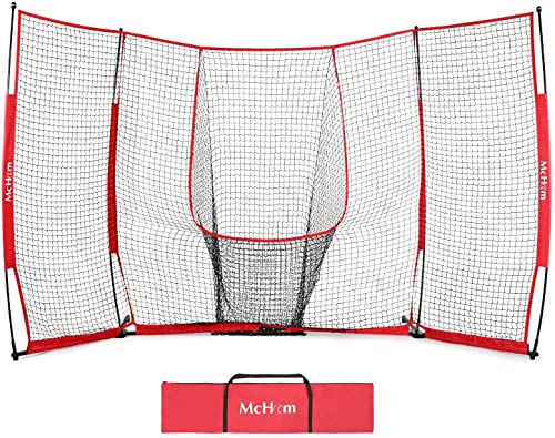 McHom 12 x 8 feet Baseball / Softball Backstop, Large Practice Net | Mini Baseball Diamond for Hitting, Pitching, Batting...